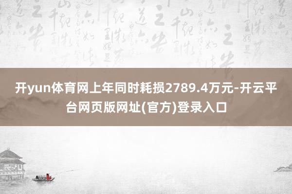 开yun体育网上年同时耗损2789.4万元-开云平台网页版网址(官方)登录入口