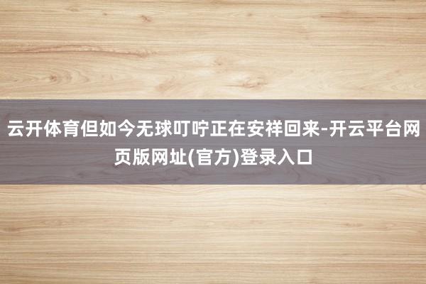 云开体育但如今无球叮咛正在安祥回来-开云平台网页版网址(官方)登录入口