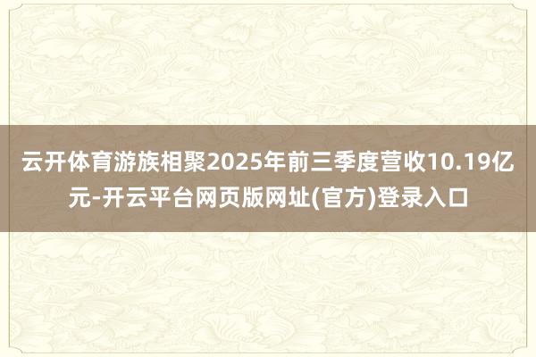 云开体育游族相聚2025年前三季度营收10.19亿元-开云平台网页版网址(官方)登录入口